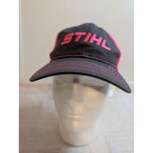 Stihl Outfitters Apparel Trucker Hat Black Neon Pink Mesh Snapback Logo Cap